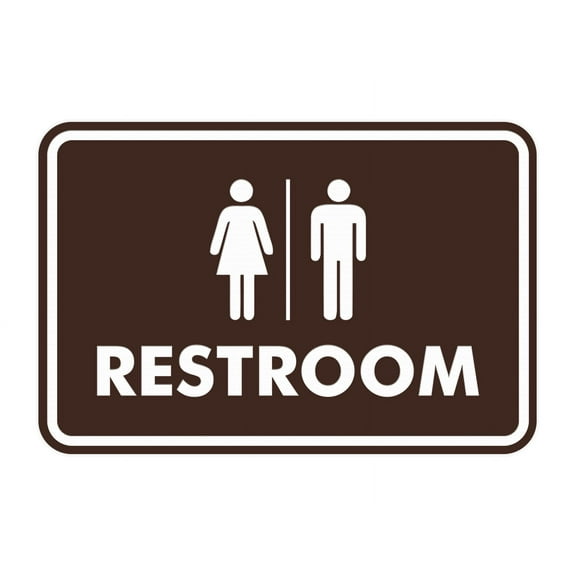 Classic All Gender Restroom Sign (Dark Brown) - Small