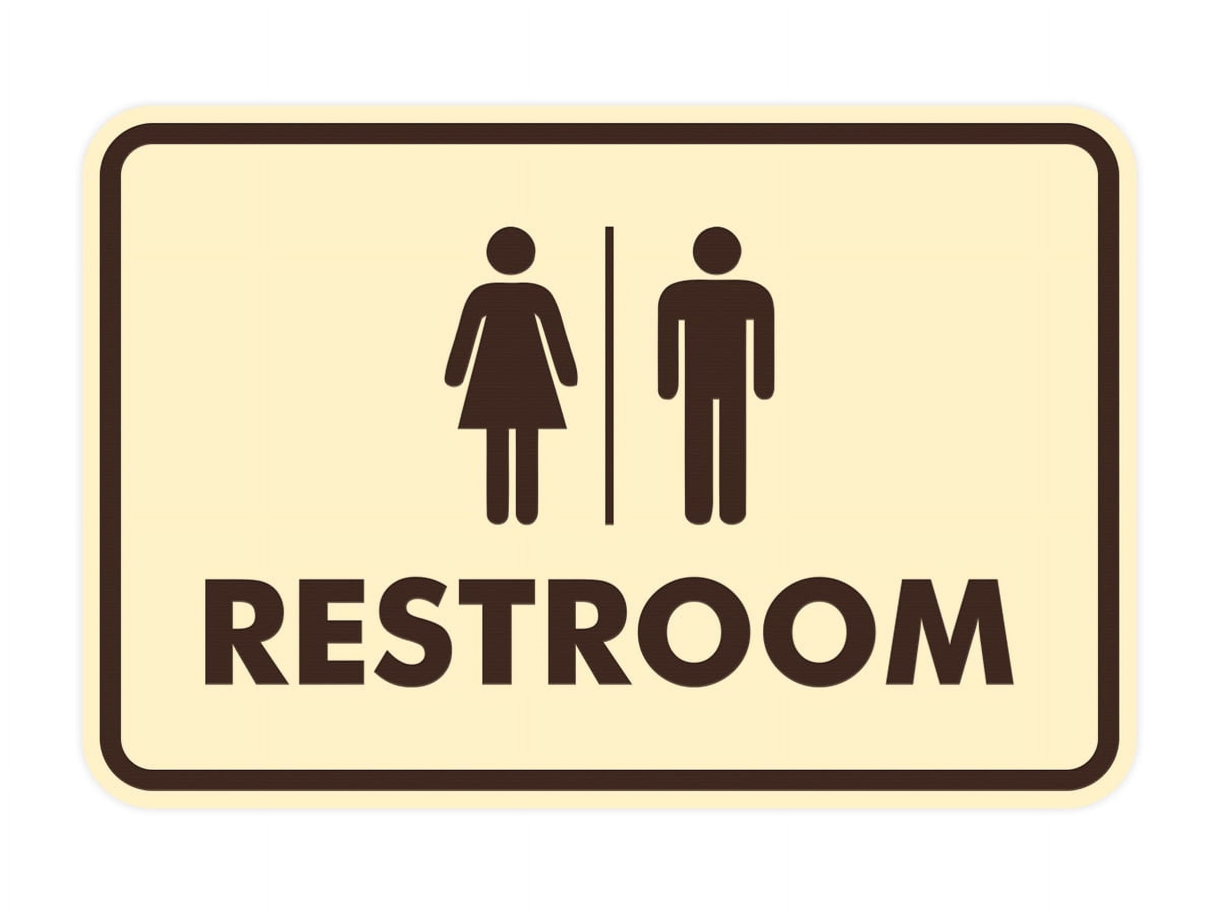 Classic All Gender Restroom Sign (Ivory/Dark Brown) - Small - Walmart.com