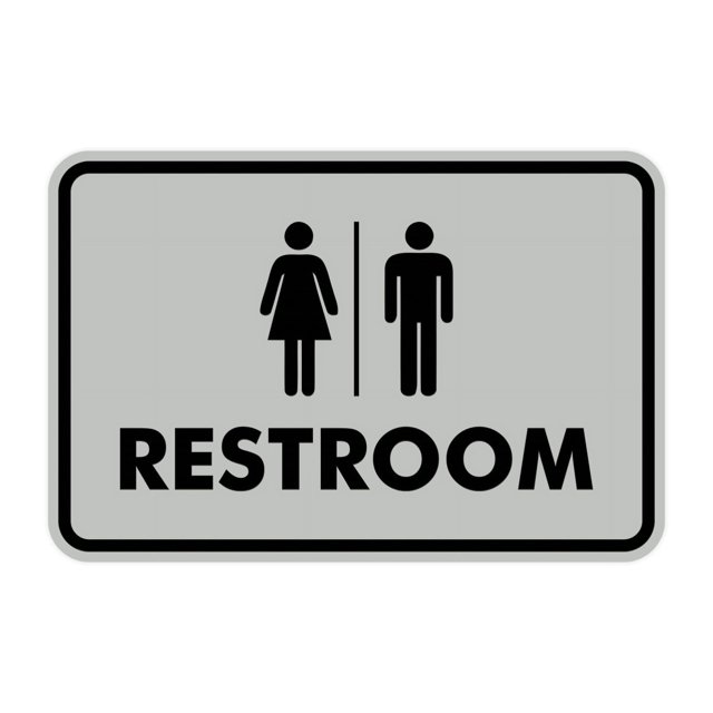 Classic All Gender Restroom Sign (Lt Gray) - Medium - Walmart.com