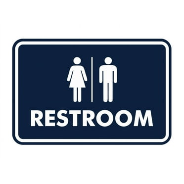 Standard Men Women Restroom Sign (Set of 2) - Blue / Gold - Small ...