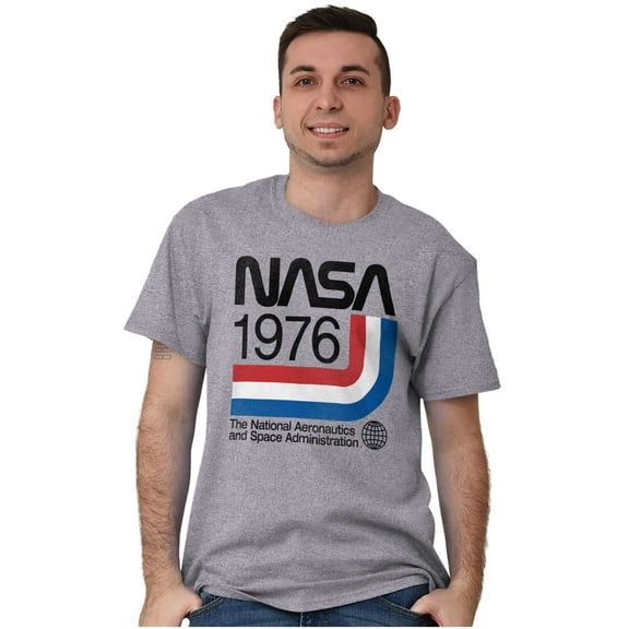 Classic America NASA 1976 Worm Logo Men's Graphic T Shirt Tees Brisco Brands S