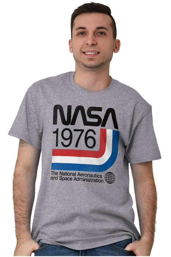 Classic America NASA 1976 Worm Logo Men's Graphic T Shirt Tees Brisco Brands S