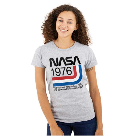 Classic America NASA 1976 Worm Logo Women's T Shirt Ladies Tee Brisco Brands S
