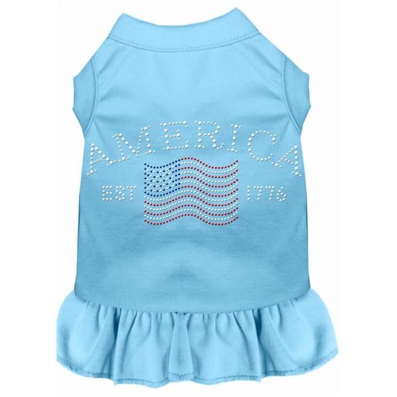 Classic America Rhinestone Dress for Dogs, Baby Blue - Large