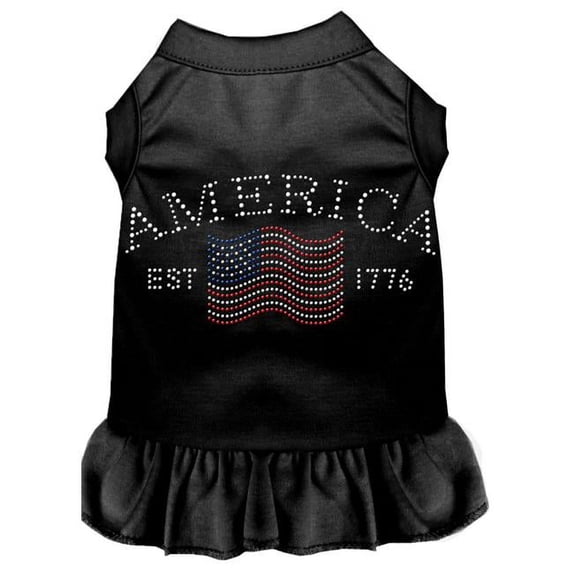 Classic America Rhinestone Dress for Dogs, Black - 2XL