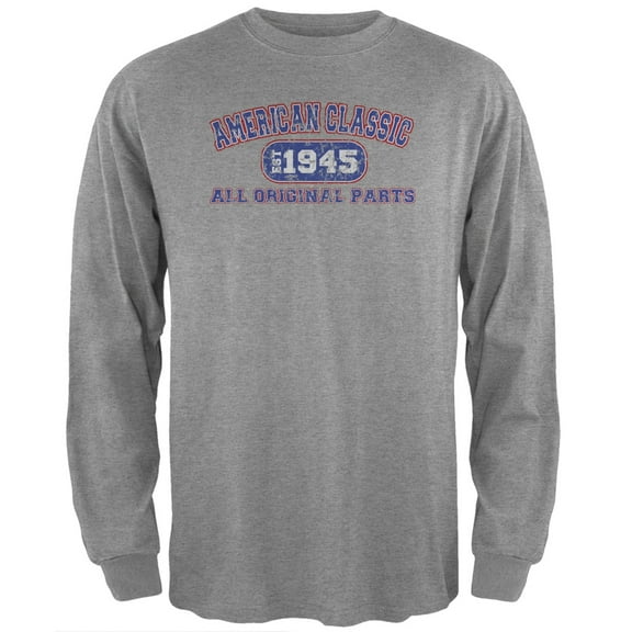 Classic American 1945 Funny Heather Grey Adult Long Sleeve T-Shirt - X-Large
