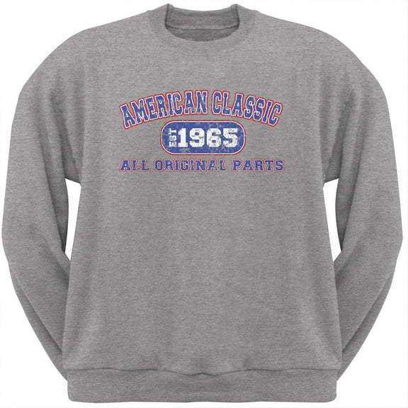 Classic American 1965 Funny Light Heather Grey Adult Sweatshirt - Medium