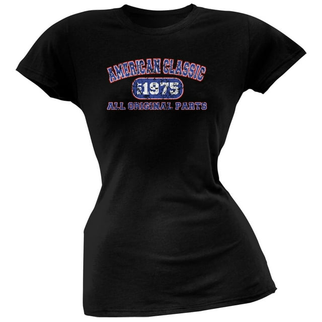 Classic American 1975 Funny Black Juniors Soft T-Shirt - X-Large