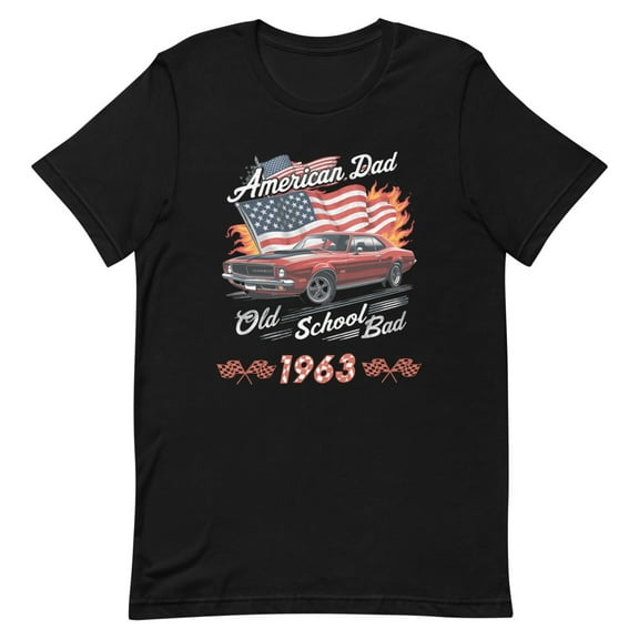 Classic American Dad 1963 Old School,Muscle Car Graphic Shirt, Birthyear Tee (XS)