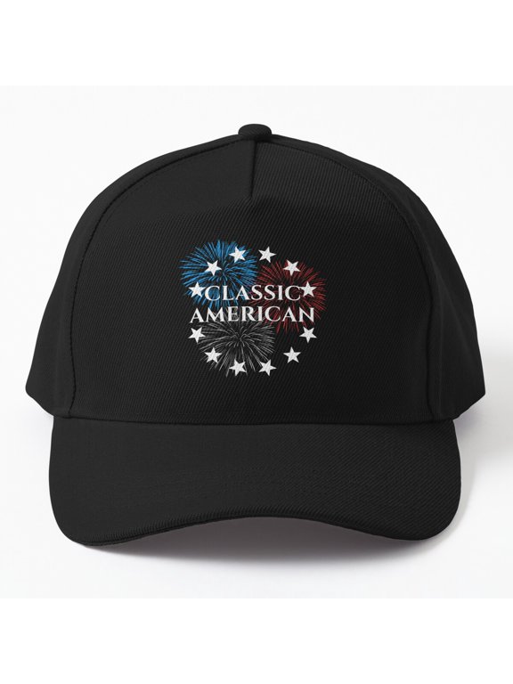 Classic American Fireworks Baseball Cap, Stars Fourth of July Celebration Design, Classic Hat
