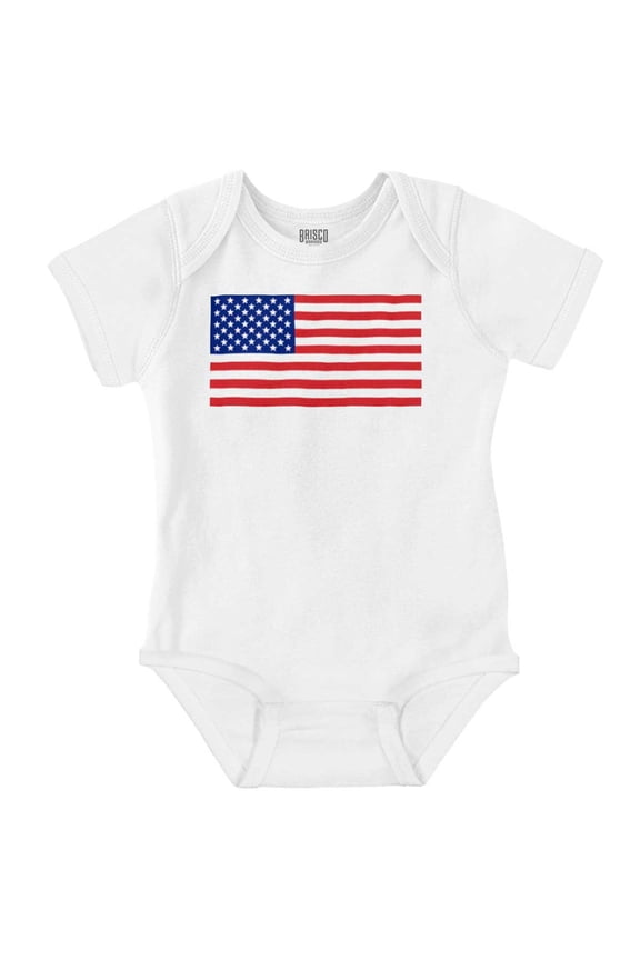 Classic American Flag USA Pride Romper Boys or Girls Infant Baby Brisco Brands 12M