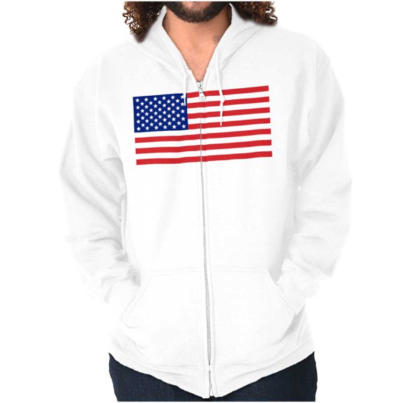 Classic American Flag USA Pride Unisex Fleece Graphic Zip Up Hoodie Brisco Brands 5X