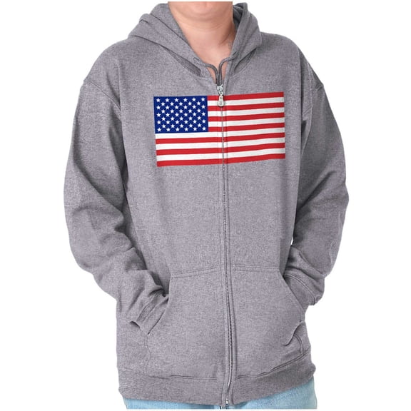 Classic American Flag USA Pride Unisex Fleece Graphic Zip Up Hoodie Brisco Brands 5X