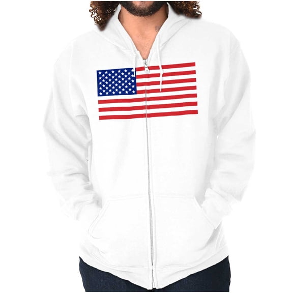 Classic American Flag USA Pride Zip Up Hoodie Men's Women's Brisco Brands M
