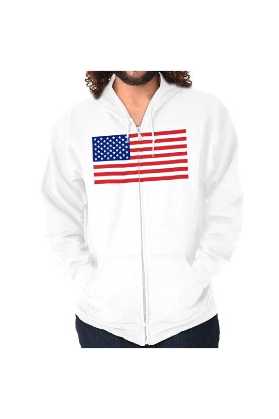 Classic American Flag USA Pride Zip Up Hoodie Men's Women's Brisco Brands S