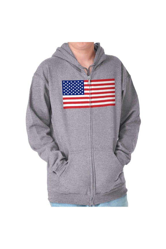 Classic American Flag USA Pride Zip Up Hoodie Men's Women's Brisco Brands S
