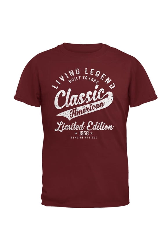 Classic American Legend 1958 Mens T Shirt Garnet Red MD