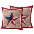 thumbnail image 1 of Classic American Pillow Covers 2 Pack Flag Plaid Wooden Grain Pillowcase Waterproof Outdoor Throw Pillow Cover for Patio Garden Square Cushion 16”x16”, 1 of 9