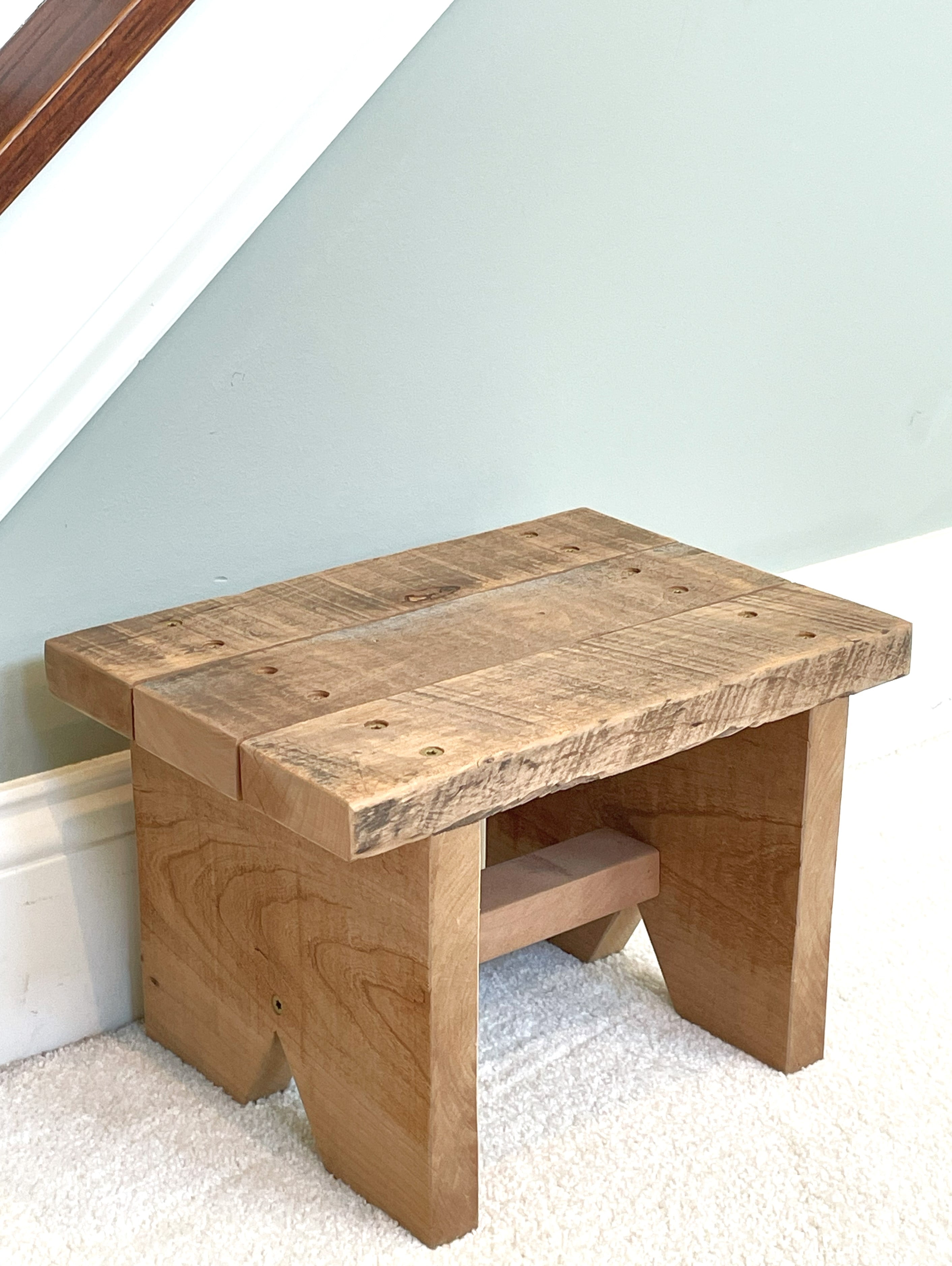 Rustic Natural Reclaimed Wood Amish Step Stool