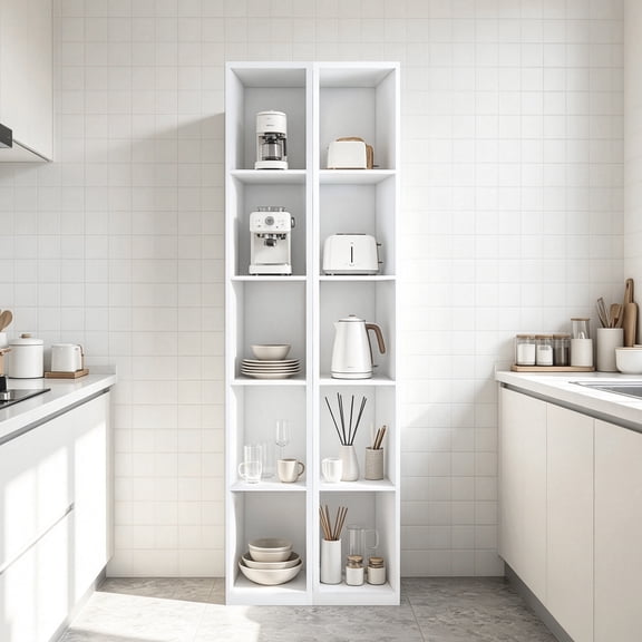Classic And Modern White Bookshelf 84 Inch Tall 10 Cubes Space Saving Storage