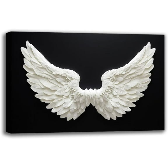 Classic Angel Wings Canvas Wall Art Prints - Modern Framed Black Background Art Painting Wall Decor for Living Room Bedroom Office Cafe Perfect for Room Decor (30W X 20L)