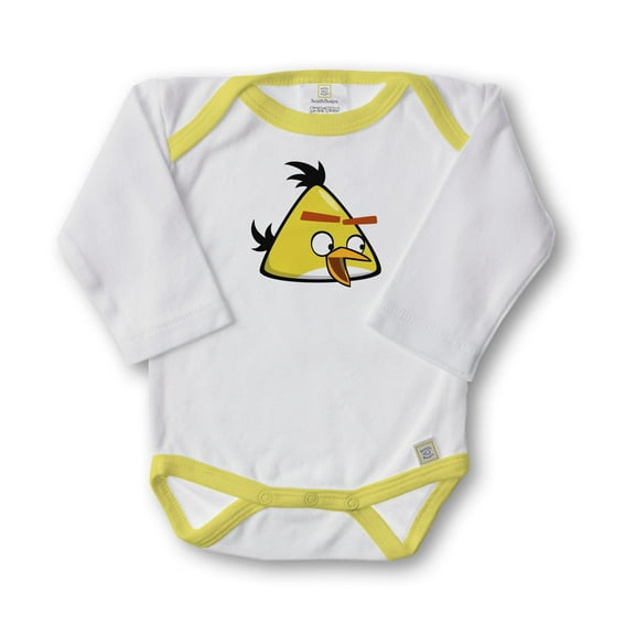 Classic Angry Birds Long-Sleeved Bodysuit, 3-Inch Blue Yellow, Newborn