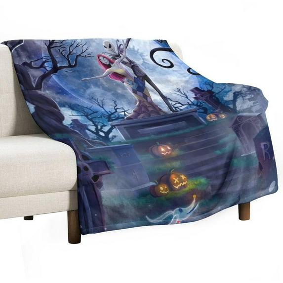 Classic Anime Posters Nightmare Before Christmas Luxury Flannel Blanket - Super Soft Anti-Static Plush Warm Blanket for Sofa Bed - Extra Large Cozy Blanket for Men and Women, Home Decor Gift.