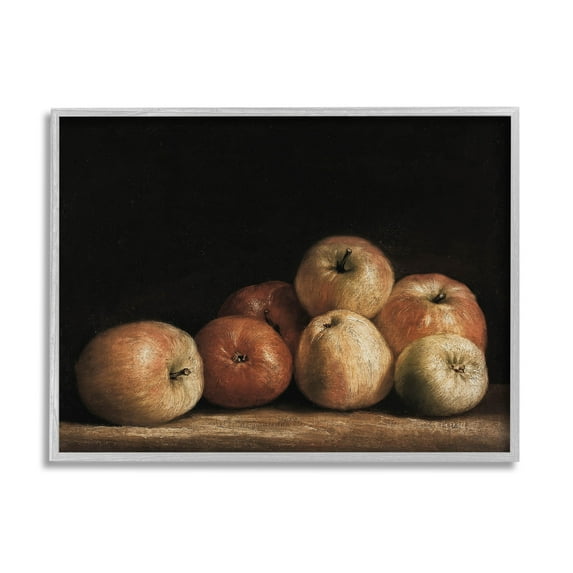 Classic Apple Vintage Still Life Food & Beverage Painting Gray Framed Art Print Wall Art