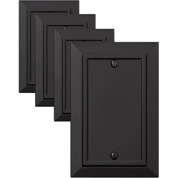 Classic Architecture Wall Plates,Light Switch covers, Electrical Outlet Covers, Duplex receptacle wall plates,Mid Size Bamboo Fiber Material Switch plates Matte Black (1 Gang Blank 4PK)
