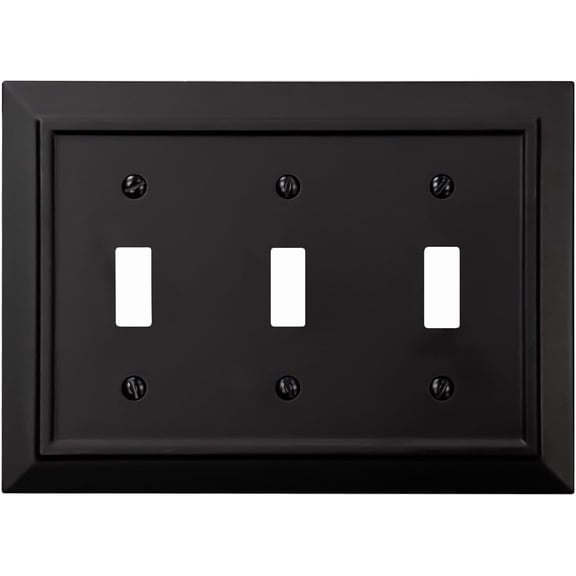 Classic Architecture Wall Plates,Light Switch covers, Electrical Outlet Covers, Duplex receptacle wall plates,Mid Size Bamboo Fiber Material Switch plates Matte Black (3 Gang Toggle 1PK)