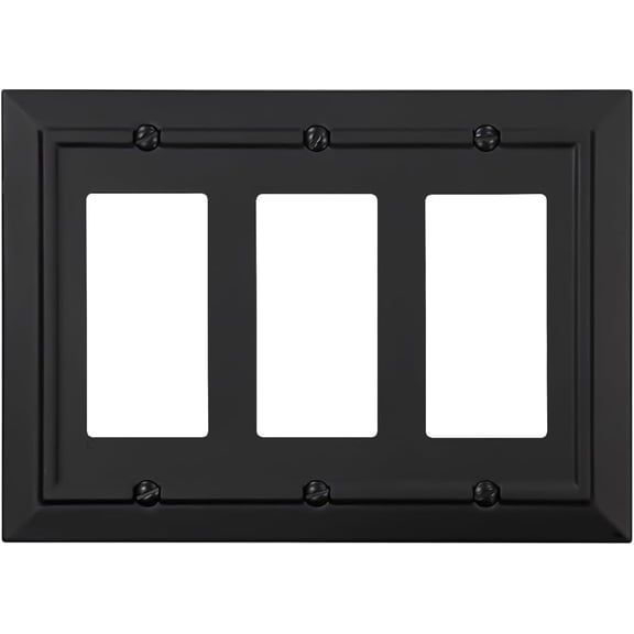 Classic Architecture Wall Plates,Light Switch covers, Electrical Outlet Covers, Duplex receptacle wall plates,Mid Size Bamboo Fiber Material Switch plates Matte Black (3 Gang Decorator 1PK)