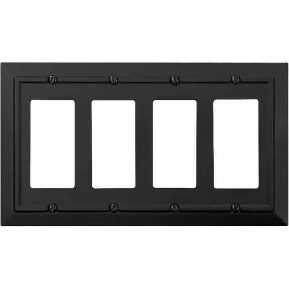 Classic Architecture Wall Plates,Light Switch covers, Electrical Outlet Covers, Duplex receptacle wall plates,Mid Size Bamboo Fiber Material Switch plates Matte Black (4 Gang Decorator 1PK)