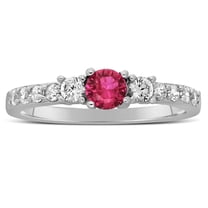 Classic Art Deco 1.5 Carat Red Ruby Moissanite Diamond Engagement Ring in 10k White Gold