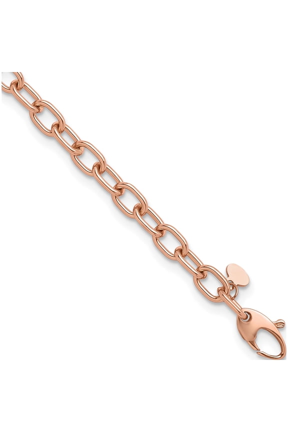 Classic Artisan Radiant Herco 14K Rose Gold Polished 5.25mm Solid Cable Chain Bracelet Dazzling Enchanting Alluring