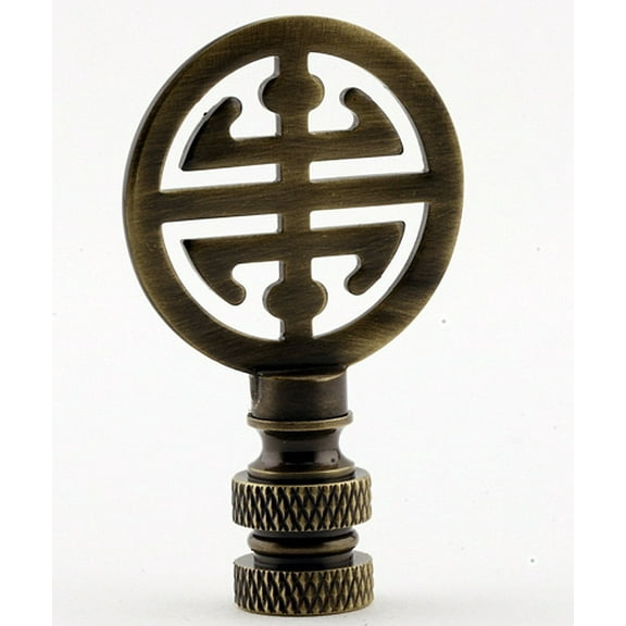 Classic Asian Design Lamp Finial Antique Brass Metal 2.25"h