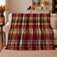 thumbnail image 1 of Classic Autumn Tartan Plaid autumn celebration Pumpkin Bat Silhouettes, Warm Flannel Blanket for Living Room and Reading Nook, Festive autumn celebration Scene, Art Lovers autumn celebration Gift, 1 of 9