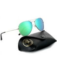 thumbnail image 1 of Classic Aviator Sunglasses Womens Polarized Shades for Men Small Face UV400 Protection Stainless Steel Eyewear with Case, 58MM ( Gold Frame Green Lens ), 1 of 7