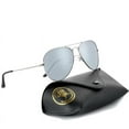 thumbnail image 1 of Classic Aviator Sunglasses Womens Polarized Shades for Men Small Face UV400 Protection Stainless Steel Eyewear with Case, 58MM ( Silver Frame Silver Lens ), 1 of 7