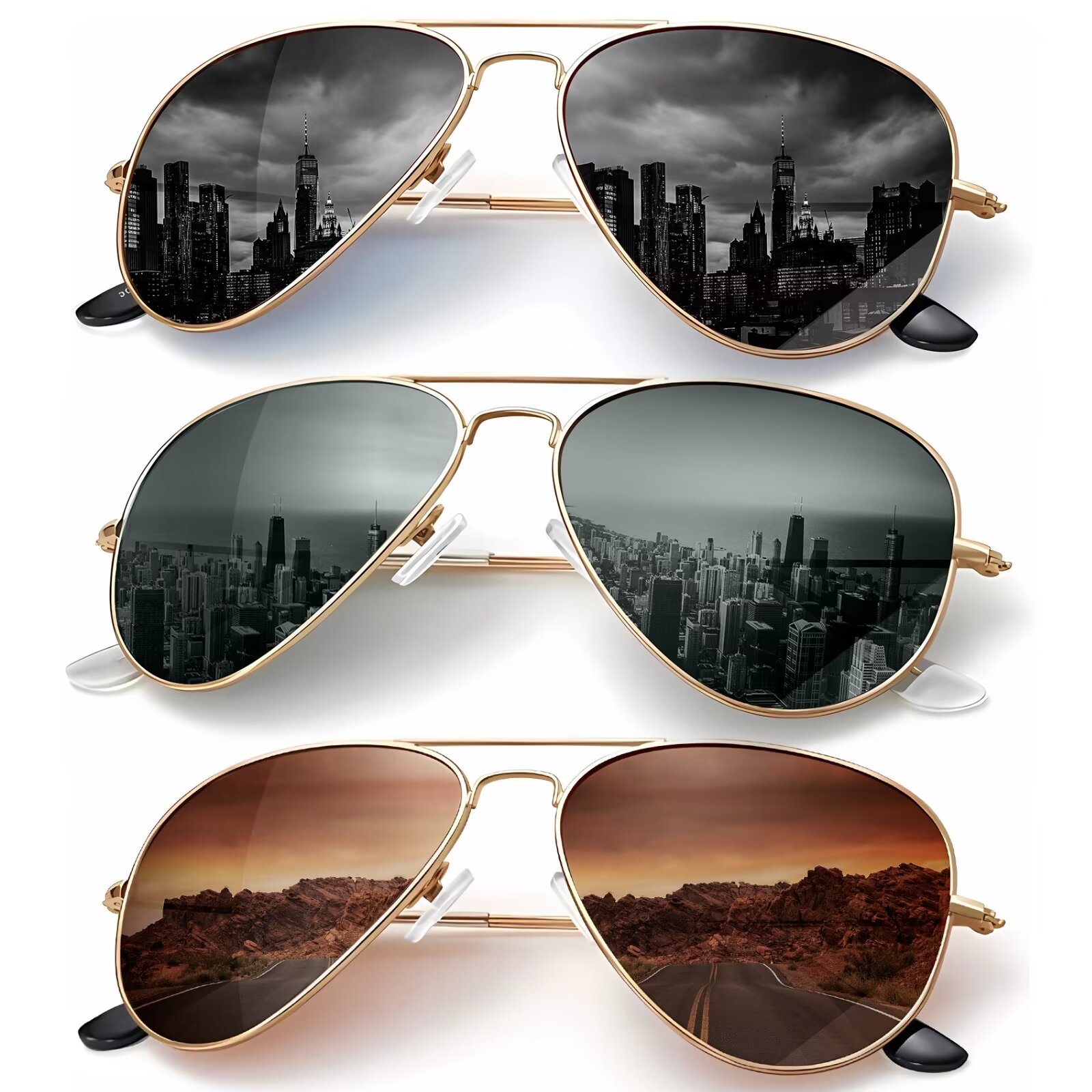 Classic Metal Frame Colored Teardrop Lens Aviator Sunglasses 57mm ...