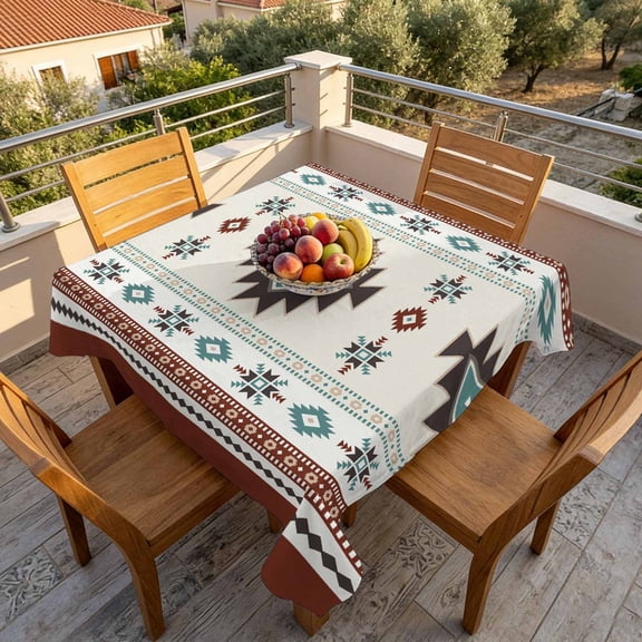Classic Aztec Pattern Table Cloth 60x60in, Waterproof Square Tablecloth Wipeable Tablecloths Southwest Wind Bohemian Art Table Covers for Dining Tables Party Indoor Outdoor