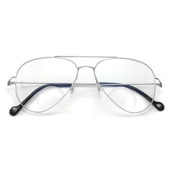 Classic BIFOCAL Stylish Blue Light Blocking Silver Reading Glasses 2.50 for Women and Men Metal Ultralight Aviator-Style Oversized Readers +2.50