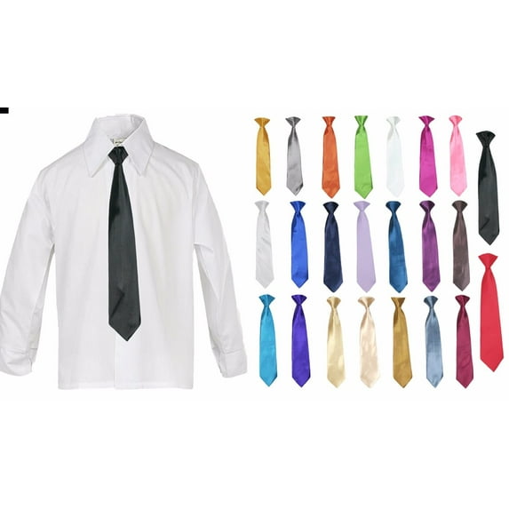 Classic Baby Boy Kids Formal Suit White Casual Dress Shirt Color Neckties Sm-4T