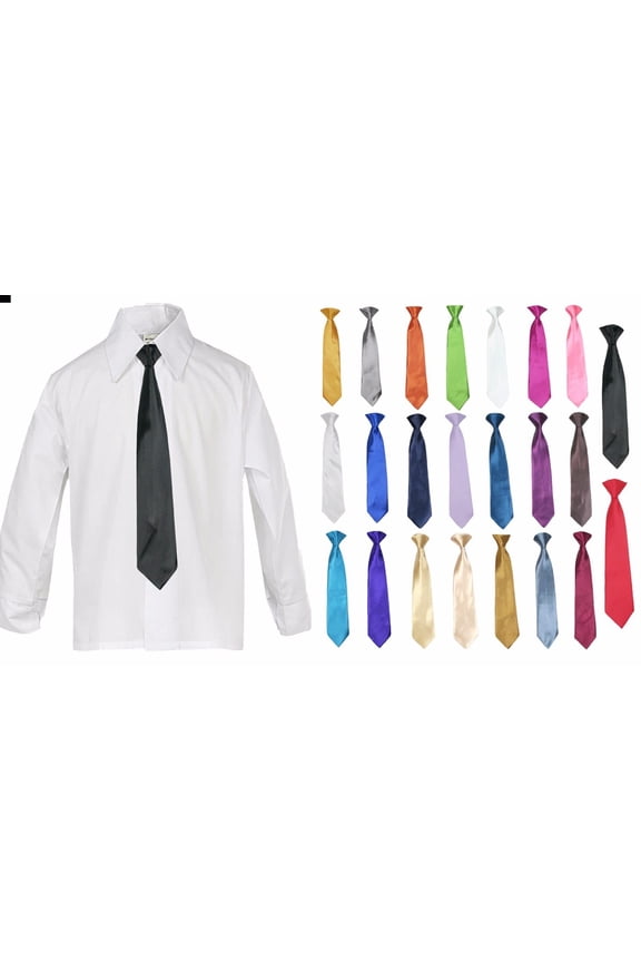 Classic Baby Boy Kids Formal Suit White Casual Dress Shirt Color Neckties Sm-4T