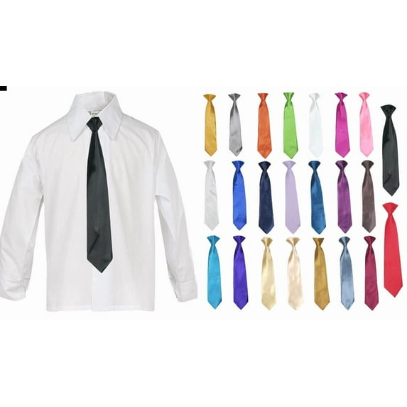 Classic Baby Boy Kids Formal Suit White Casual Dress Shirt Color Neckties Sm-4T