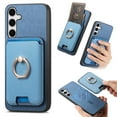 thumbnail image 1 of Classic Back Case for Samsung Galaxy A15, with Removable Magnetic Card Slots Support Car Magnetic Mount with Finger Ring Stand Business Thin Fit Phone Case for Galaxy A15, Blue, 1 of 7