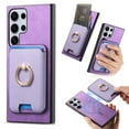 thumbnail image 1 of Classic Back Case for Samsung Galaxy S25 Ultra, with Removable Magnetic Card Slots Support Car Magnetic Mount with Finger Ring Stand Business Thin Fit Phone Cover for Samsung Galaxy S25 Ultra, Purple, 1 of 7