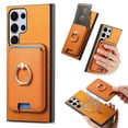 thumbnail image 1 of Classic Back Case for Samsung Galaxy S25 Ultra, with Removable Magnetic Card Slots Support Car Magnetic Mount with Finger Ring Stand Business Thin Fit Phone Cover for Samsung Galaxy S25 Ultra, Yellow, 1 of 6