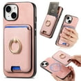 thumbnail image 1 of Classic Back Case for iPhone 15 Plus, with Removable Magnetic Card Slots Support Car Magnetic Mount with Finger Ring Stand Business Thin Fit Phone Case Cover for iPhone 15 Plus, Pink, 1 of 11