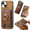 thumbnail image 1 of Classic Back Case for iPhone 16 Pro Max, with Removable Magnetic Card Slots Support Car Magnetic Mount with Finger Ring Stand Business Thin Fit Phone Case Cover for iPhone 16 Pro Max, Brown, 1 of 11