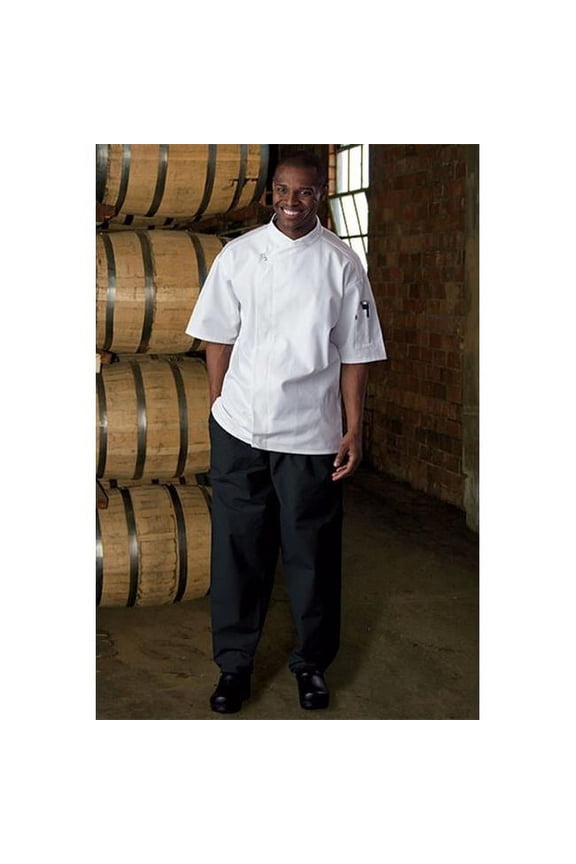 Classic Baggy Chef Pants 2'' Elastic Waist with Brass Zipper in Black - Medium